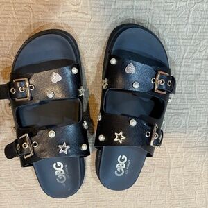 GBG Los Angeles Jewels Slide Sandals Women's 8.5 Black Slip-On